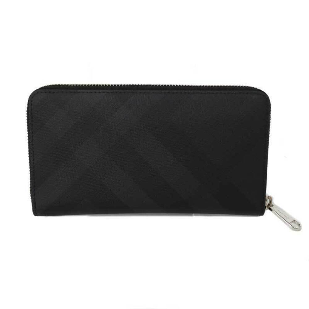 Burberry Wallet Around Zip Black Check Canvas - Picture 2 of 8